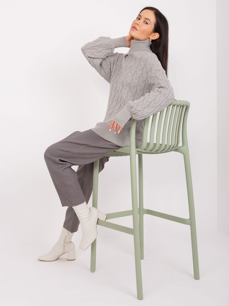 Hurt Szary sweter z golfem z dodatkiem wiskozy