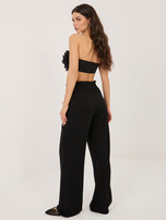 Czarne dresowe spodnie z marszczoną talią RUE PARIS