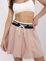 Brudnoróżowa mini spódnica bombka z wiązaniem