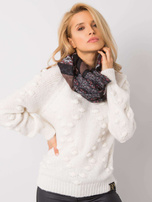 Czarno-koralowa chusta we wzory