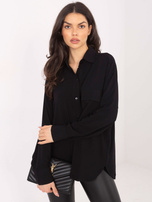 Czarna damska koszula oversize z kieszenią