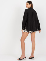 Hurtownia Czarna ażurowa koszula oversize z haftem