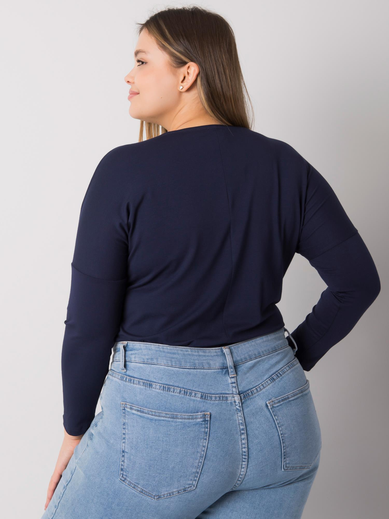 Navy blue smooth plus size blouse Elisa