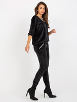 Hurt Czarny dwuczęściowy komplet welurowy z rękawem 3/4 