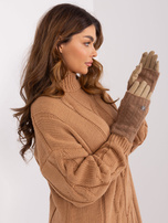 Hurt Ciemnobeżowe gładkie rękawiczki z dzianinowym ociepleniem