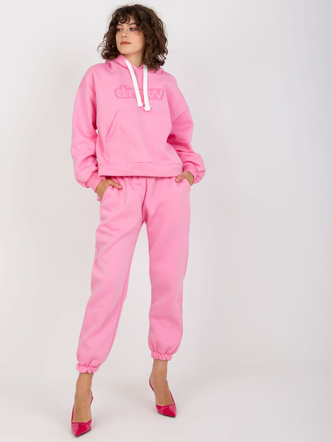 Hurt Różowy damski komplet dresowy z bluzą z kapturem