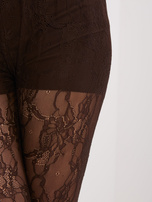 Czekoladowe eleganckie legginsy z zakładką na palec