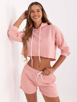 Brudnoróżowy komplet z bluzą z kapturem Emola