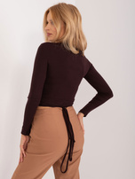 Hurt Ciemnobrązowa dopasowana bluzka z wiskozy 