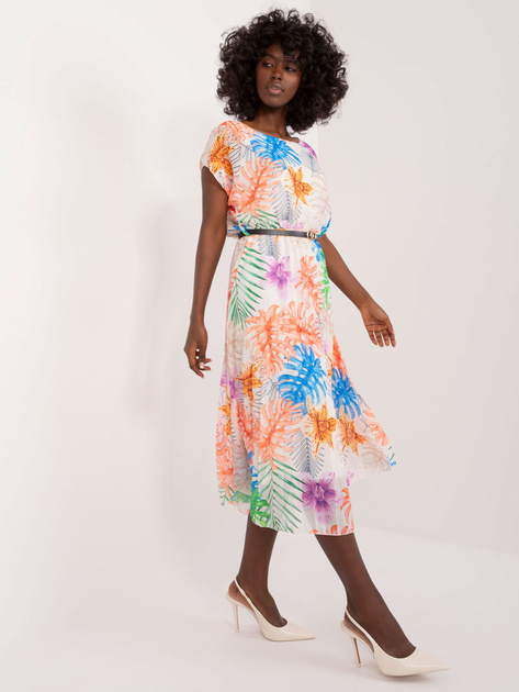 Hurt Jasnobeżowa damska sukienka z printami