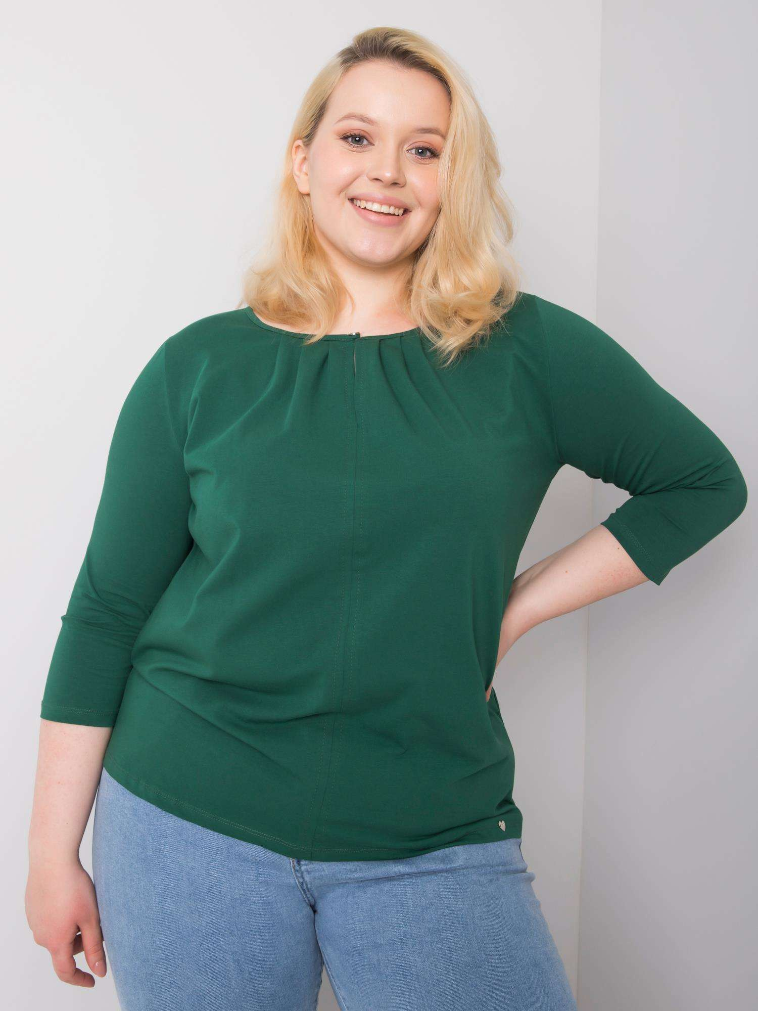 Dunkelgrünes Plus-Size-Baumwollshirt Jodie.