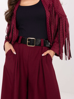 Bordowe garniturowe spodnie z szeroką nogawką