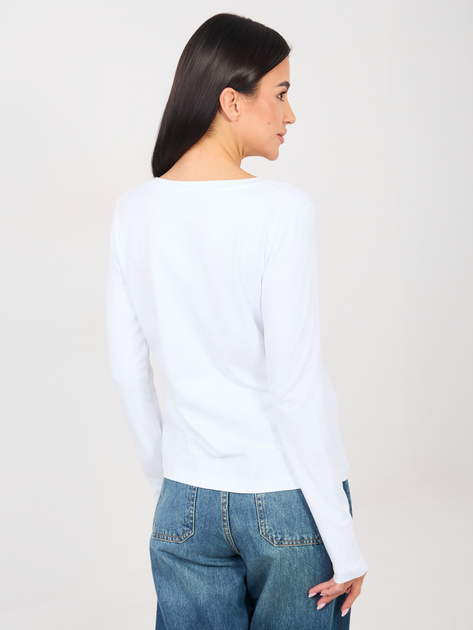 Biały longsleeve basic z okrągłym dekoltem RUE PARIS