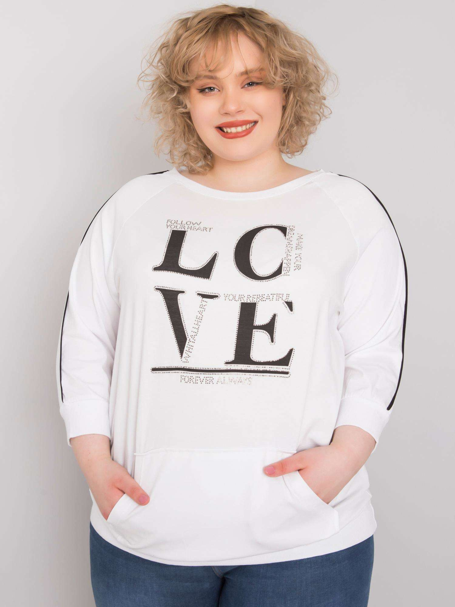 Weiße Bluse in Übergröße mit Tasche Meg.
