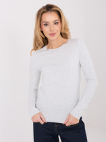 Jasnoszara damska bluzka basic z długim rękawem