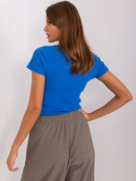 Hurtownia Ciemnoniebieska prążkowana bluzka basic