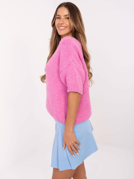 Hurt Brudnoróżowy sweter oversize z dekoltem V