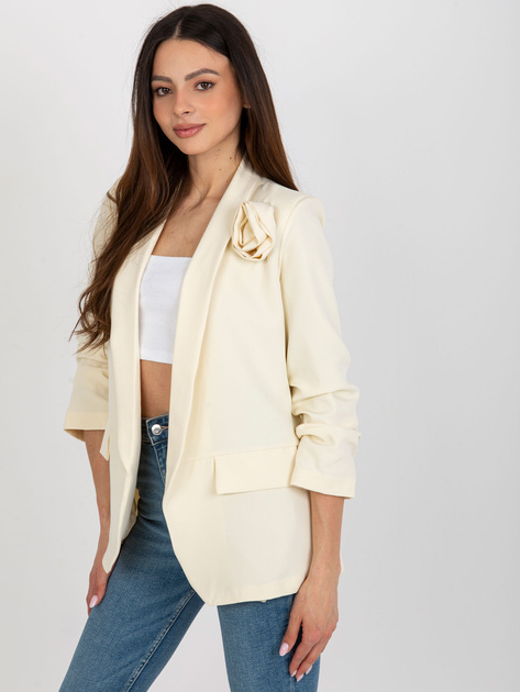 Hurtownia Jasnobeżowa marynarka z kwiatem OCH BELLA