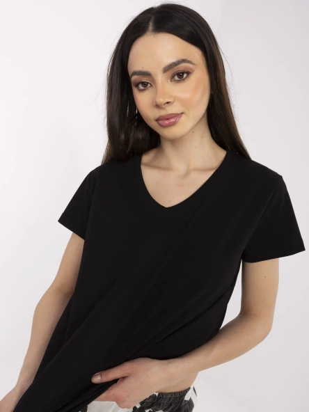 Czarny gładki t-shirt damski BASIC FEEL GOOD