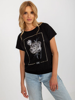 Hurt Black blouse with print and inscription RUE PARIS.