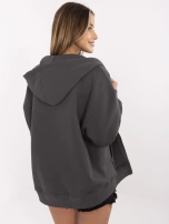 Grafitowa dresowa bluza basic z kapturem