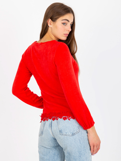 Hurt Czerwona bluzka na co dzień z okrągłym dekoltem