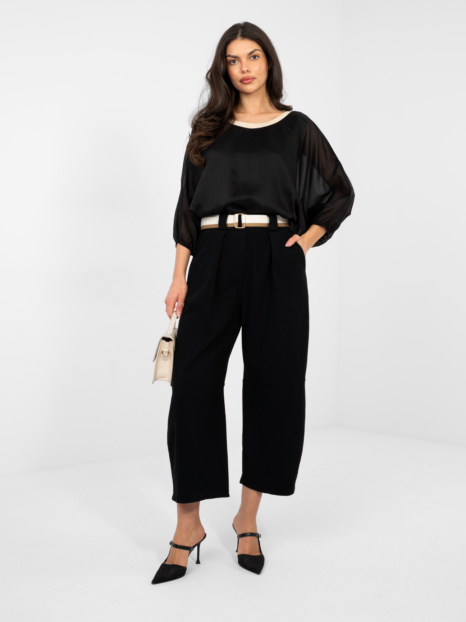 Czarne jeansowe spodnie typu culotte RUE PARIS 