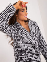 Hurt Szaro-czarna dwurzędowa marynarka w geometryczny wzór