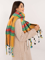 Hurtownia Pomarańczowy ciepły szal w kratę