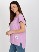 Hurt Jasnofioletowa damska bluzka oversize z rozcięciami