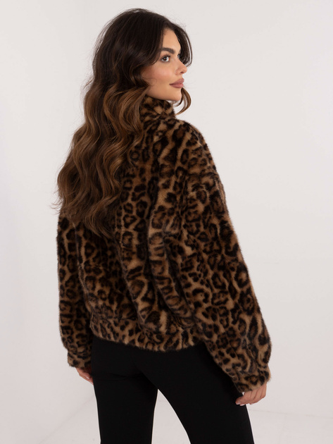 Hurt Camelowa futrzana kurtka zimowa w panterkę