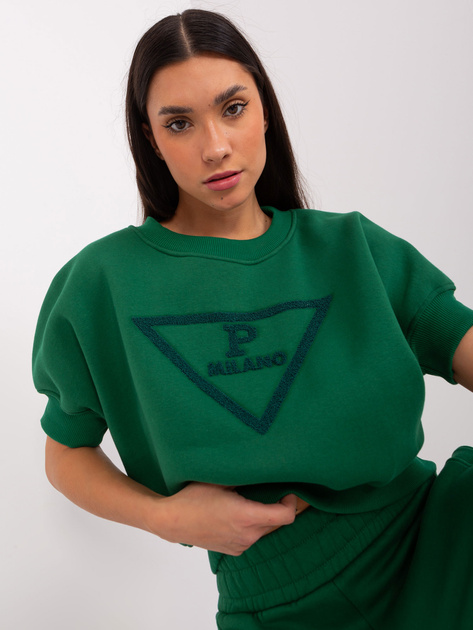 Hurt Ciemnozielony dresowy komplet z ociepleniem