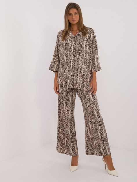 Hurt Beżowo-czarny dwuczęściowy komplet w zwierzęcy wzór