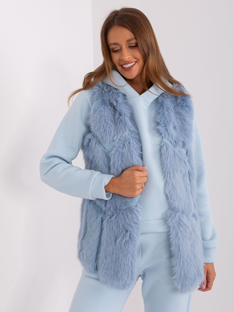 Hurt Jasnoniebieska futrzana kamizelka z podszewką