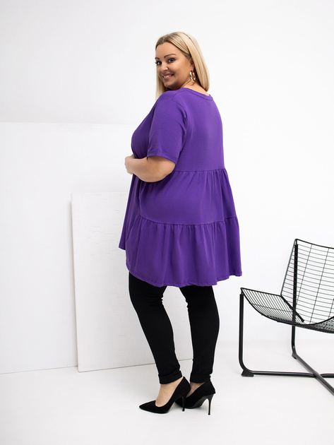 Ciemnofioletowa rozkloszowana bluzka plus size