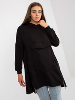 Hurtownia Czarna damska bluza basic z kapturem