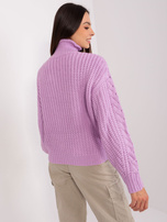 Hurt Jasnofioletowy sweter oversize z bufiastym rękawem