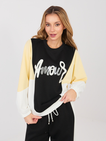 Czarny casualowy komplet z bluzą bez kaptura RUE PARIS 