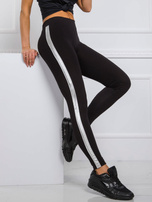 Czarno-srebrne legginsy Rissa RUE PARIS