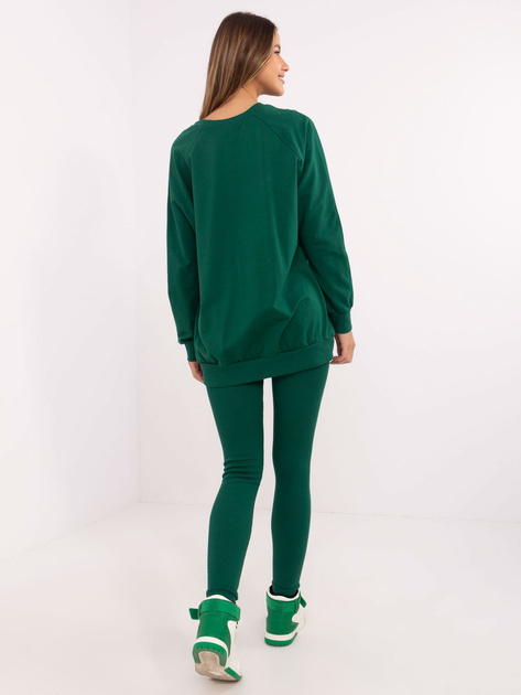 Hurtownia Ciemnozielony dresowy komplet z bluzą oversize