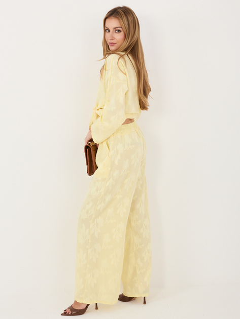 Jasnożółty letni komplet z koszulą i spodniami RUE PARIS