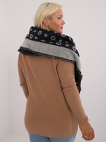 Hurtownia Czarno-szary duży szal damski ze wzorem i wełną