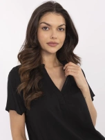 Czarna damska bluzka z wiskozy SUBLEVEL