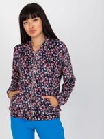 Hurt granatowo-różowa Veloursjacke mit Druck RUE PARIS.