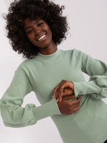 Hurt Pistacjowa prążkowana bluzka basic RUE PARIS