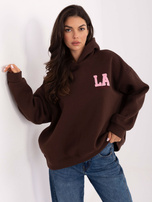 Ciemnobrązowa ocieplana bluza z kapturem