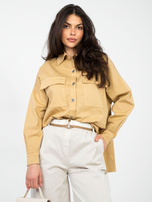 Camelowa asymetryczna koszula z bawełny