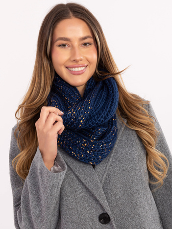 Ciemnoniebieski komin ze złotym nadrukiem