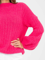 Fuksjowy sweter oversize z domieszką wełny