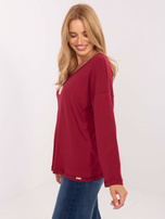 Bordowa bluzka oversize z dekoltem V